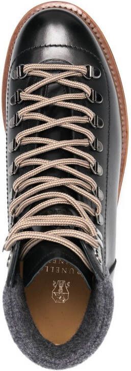 Brunello Cucinelli lace-up leather hiking boots Black