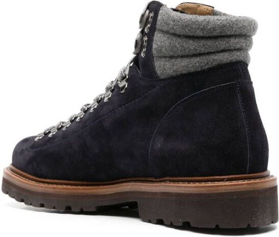 Brunello Cucinelli lace-up leather hiking boots Blue