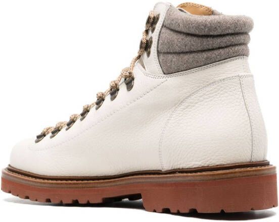 Brunello Cucinelli lace-up leather hiking boots White