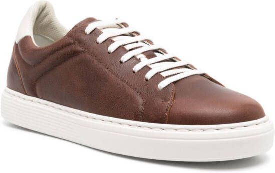 Brunello Cucinelli lace-up leather sneakers Brown