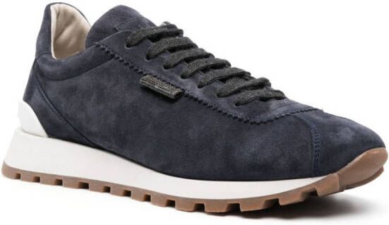 Brunello Cucinelli lace-up suede sneakers Blue