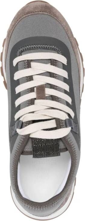 Brunello Cucinelli lace-up suede sneakers Grey