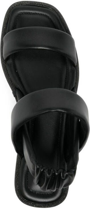 Brunello Cucinelli leather square-toe sandals Black