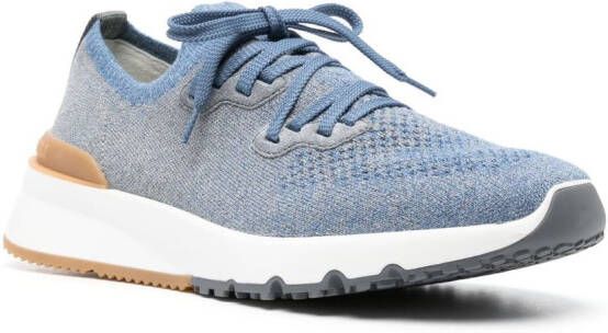 Brunello Cucinelli mesh-panel lace-up sneakers Blue