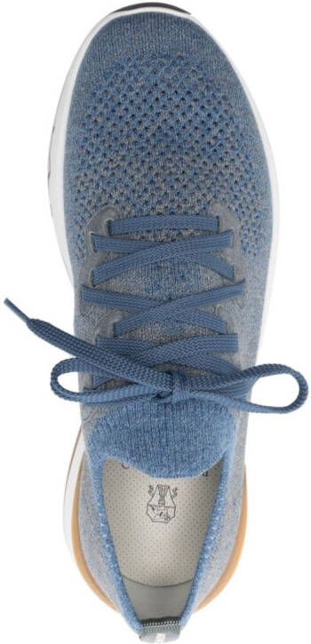 Brunello Cucinelli mesh-panel lace-up sneakers Blue