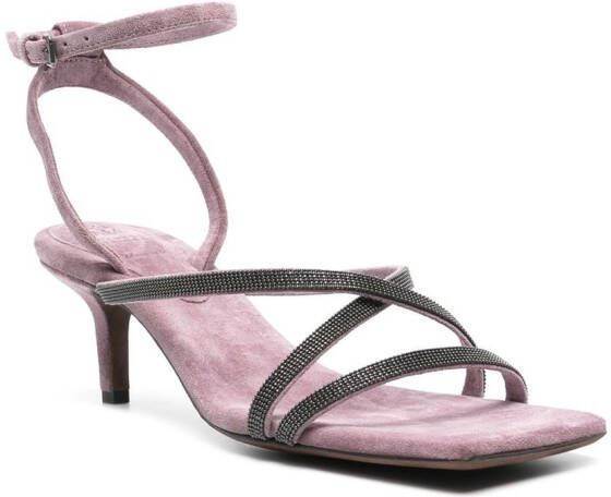 Brunello Cucinelli mid-heel strap sandals Purple