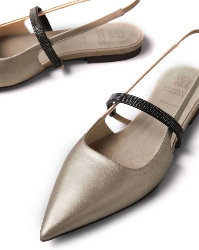 Brunello Cucinelli Monili bead-embellished ballerina shoes Neutrals