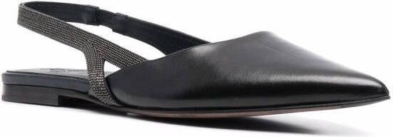 Brunello Cucinelli Monili-chain leather ballerina shoes Black