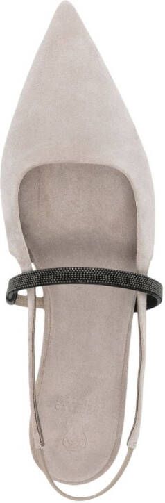 Brunello Cucinelli Monili-chain suede ballerina shoes Grey