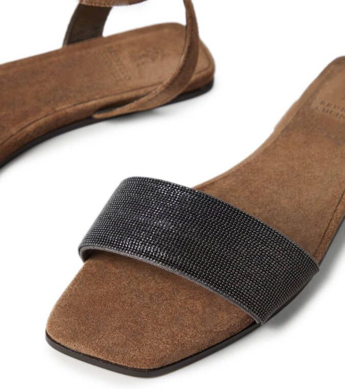 Brunello Cucinelli Monili-detail leather sandals Brown