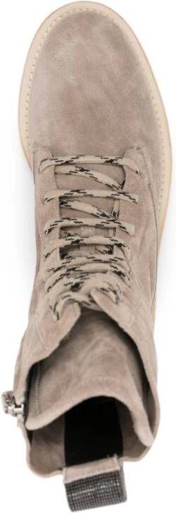 Brunello Cucinelli Monili-detail suede ankle boots Neutrals