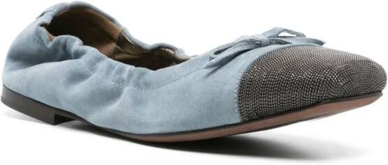 Brunello Cucinelli Monili-detail suede ballerina shoes Blue