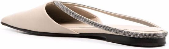 Brunello Cucinelli monili-embellished leather mules Neutrals