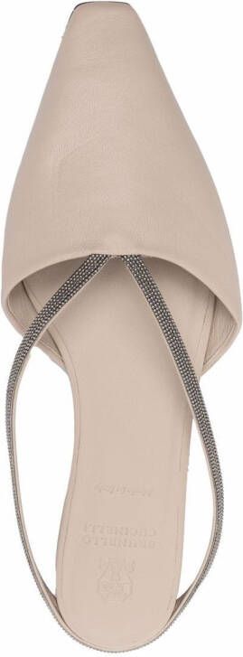 Brunello Cucinelli monili-embellished leather mules Neutrals