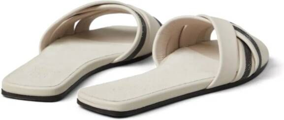 Brunello Cucinelli Monili-embellished leather sandals White