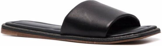 Brunello Cucinelli monili-embellished leather slides Black