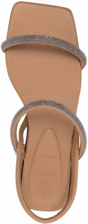 Brunello Cucinelli monili-embellished leather slingback sandals Neutrals