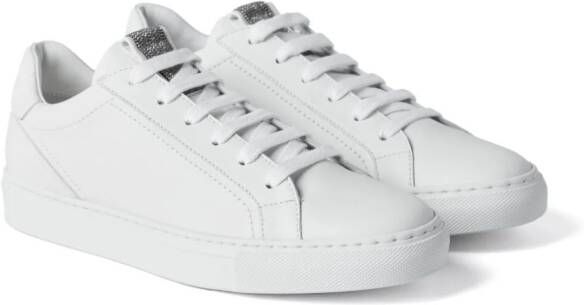 Brunello Cucinelli Monili-embellished leather sneakers White