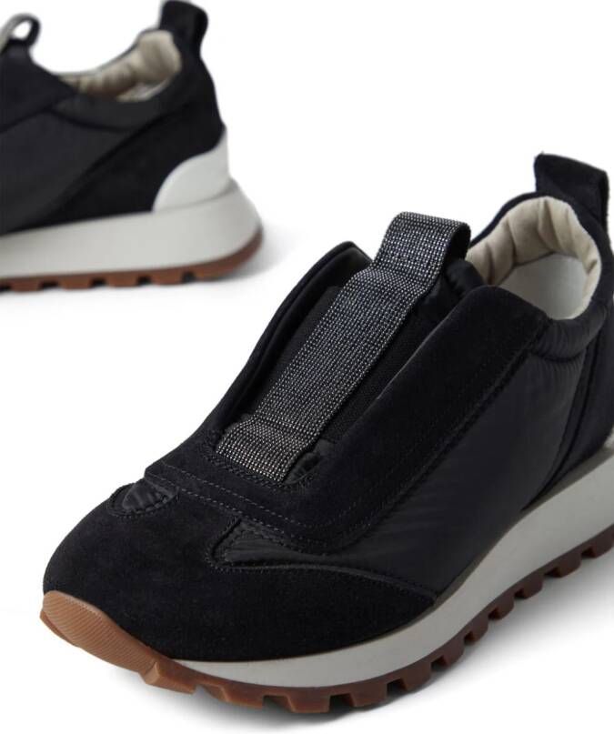 Brunello Cucinelli monili-embellished slip-on sneakers Black