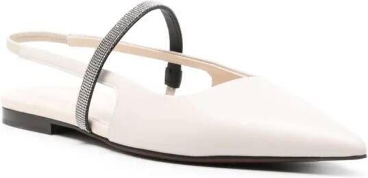 Brunello Cucinelli Monili-strap cut-out ballerina shoes Grey