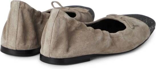 Brunello Cucinelli Monili-toe leather ballerina shoes Brown