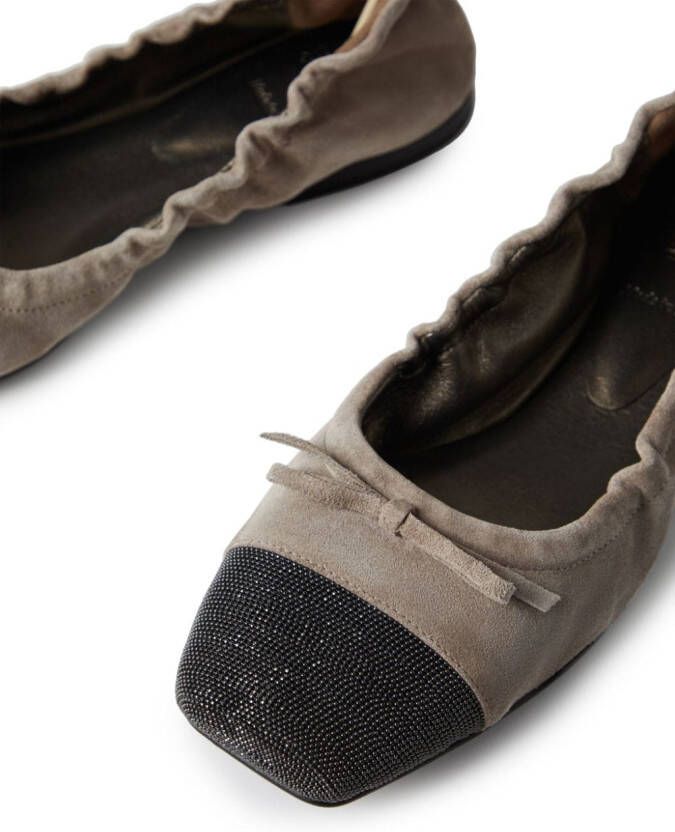 Brunello Cucinelli Monili-toe leather ballerina shoes Brown