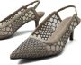Brunello Cucinelli net-embroidery suede pumps Brown - Thumbnail 4