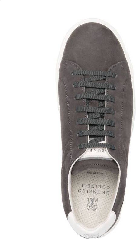 Brunello Cucinelli nubuck-leather low-top sneakers Grey