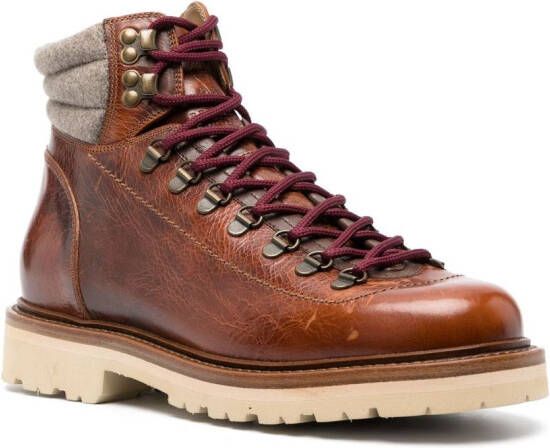 Brunello Cucinelli padded ankle lace-up boots Brown