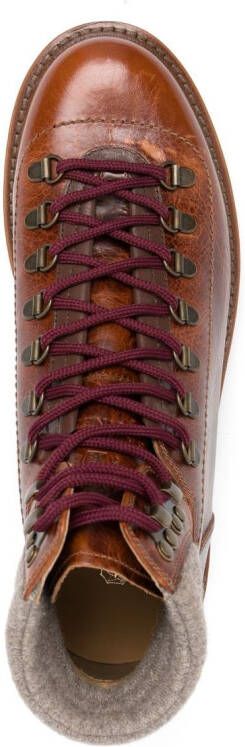 Brunello Cucinelli padded ankle lace-up boots Brown