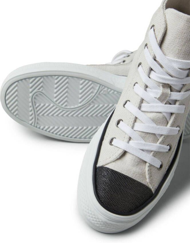 Brunello Cucinelli panelled lace-up sneakers White