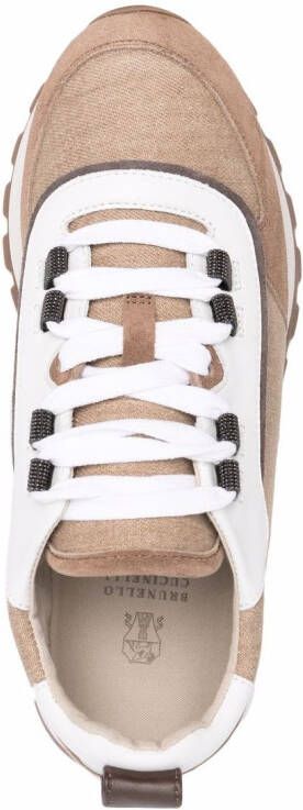 Brunello Cucinelli panelled lace-up sneakers Brown