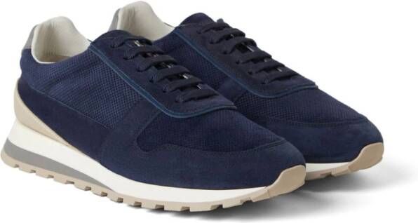 Brunello Cucinelli panelled suede sneakers Blue