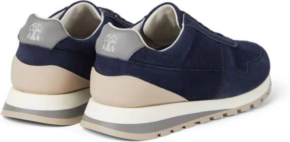 Brunello Cucinelli panelled suede sneakers Blue