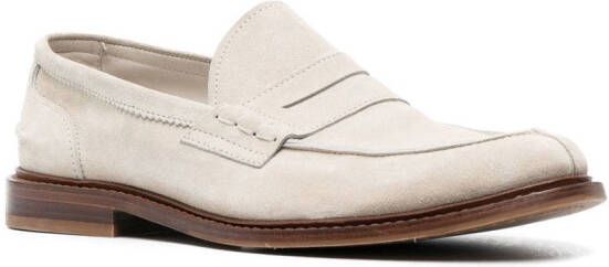 Brunello Cucinelli penny-slot suede loafers Neutrals