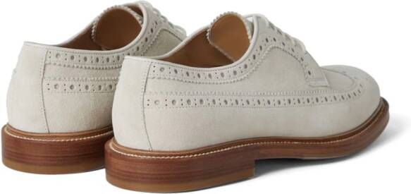 Brunello Cucinelli perforated-embellished suede derby shoes White