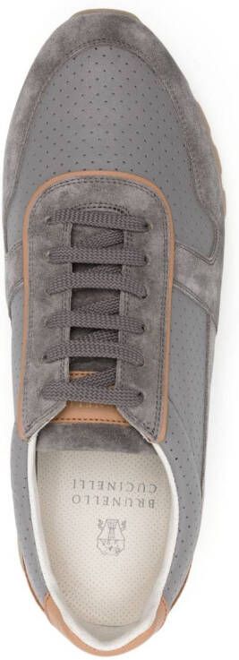 Brunello Cucinelli perforated suede sneakers Grey