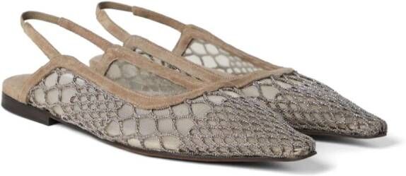 Brunello Cucinelli pointed-toe ballerina shoes Brown