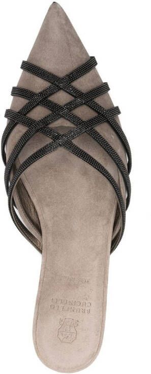 Brunello Cucinelli pointed-top leather mules Grey