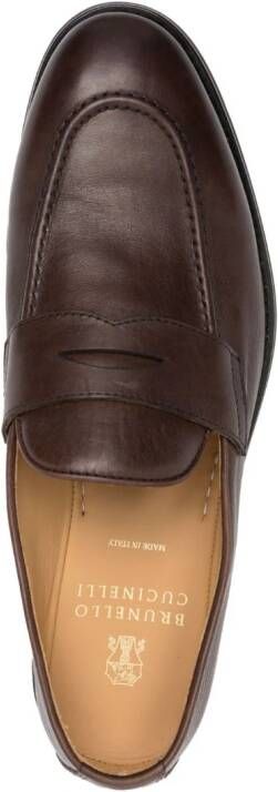 Brunello Cucinelli polished-finish calf-leather loafers Brown