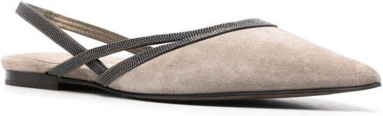 Brunello Cucinelli slingback pointed-toe shoes Neutrals