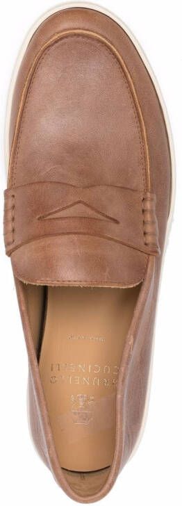 Brunello Cucinelli slip-on leather penny loafers Brown
