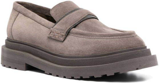Brunello Cucinelli slip-on suede leather loafers Brown