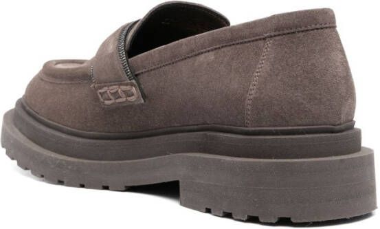 Brunello Cucinelli slip-on suede leather loafers Brown