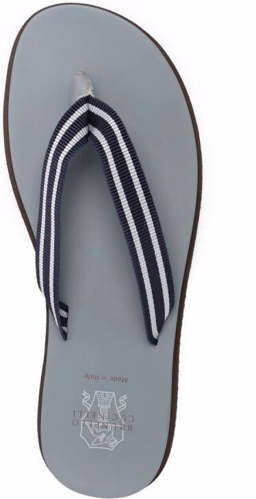 Brunello Cucinelli stripe-detail flip flops Blue