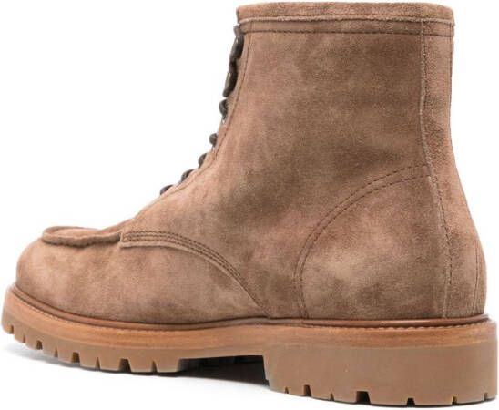 Brunello Cucinelli suede lace-up ankle boots Brown