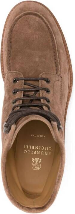 Brunello Cucinelli suede lace-up ankle boots Brown