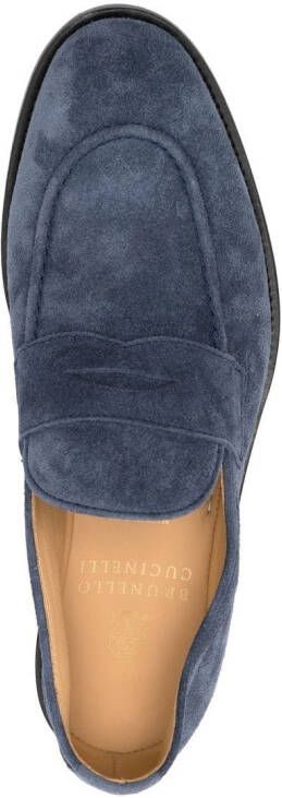 Brunello Cucinelli suede penny loafers Blue