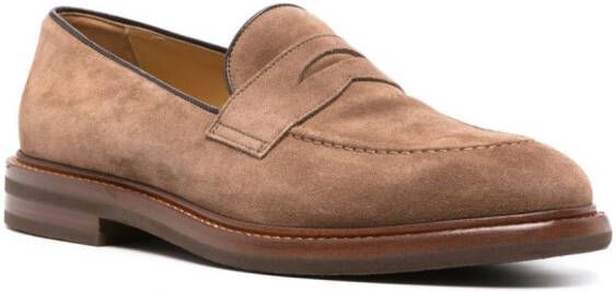 Brunello Cucinelli suede penny loafers Brown
