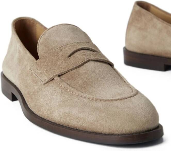 Brunello Cucinelli suede penny loafers Neutrals